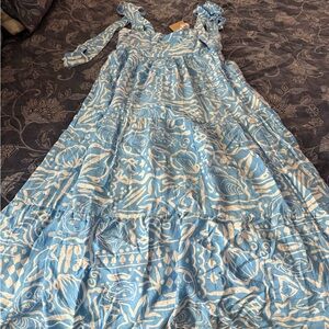 Blu Pepper Blue and White Maxi Dress